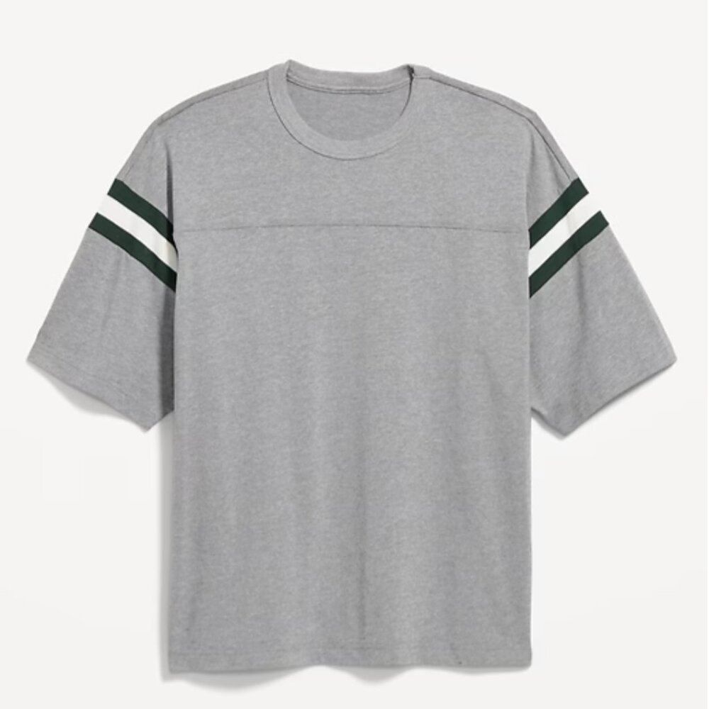 Old Navy Gray & Green Men's Heavyweight Football-Style T-Shirt Size S